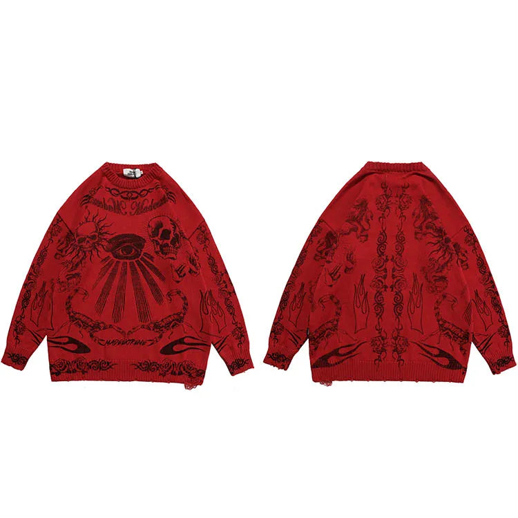 Mystic Vision Skull Knit Streetwear Sweater