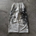 Skull Cross Wings All-Over Print Baggy Sweatpants