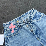 Cross Patch Leopard Flared Jeans