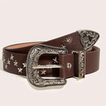 Western Star Studded Vintage Engraved Buckle Belt