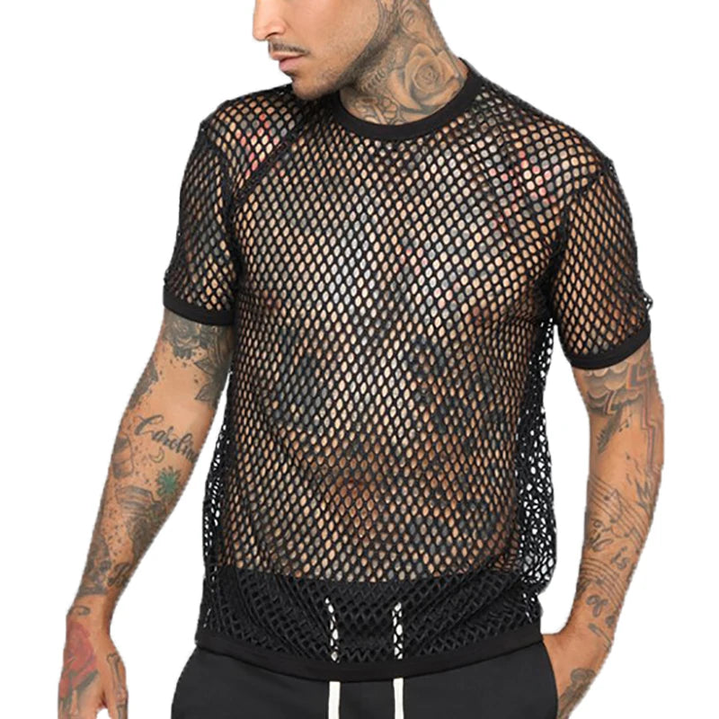 Fishnet Mesh Short Sleeve Shirt