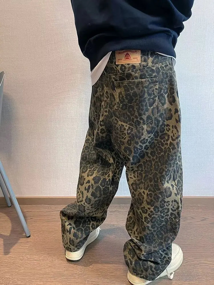 Leopard Print Denim Jeans
