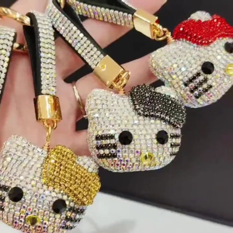 Sparkly Hello Kitty Crystal Keychain Charm