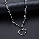 Barbed Wire Heart Pendant Necklace