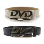 Retro DVD Logo Buckle PU Leather Belt