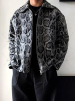 Plush Panther Print Zip-Up Jacket