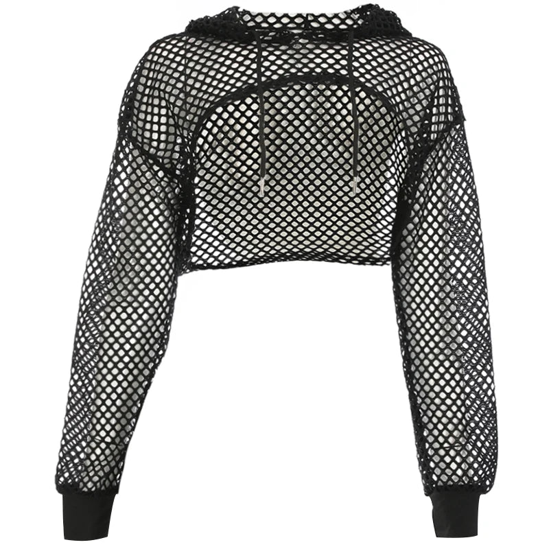 Fishnet Crop Hoodie