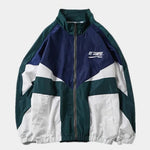 Retro Panel Zip-Up Windbreaker Jacket