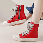 High-Top Lace-Up Zipper Sneakers