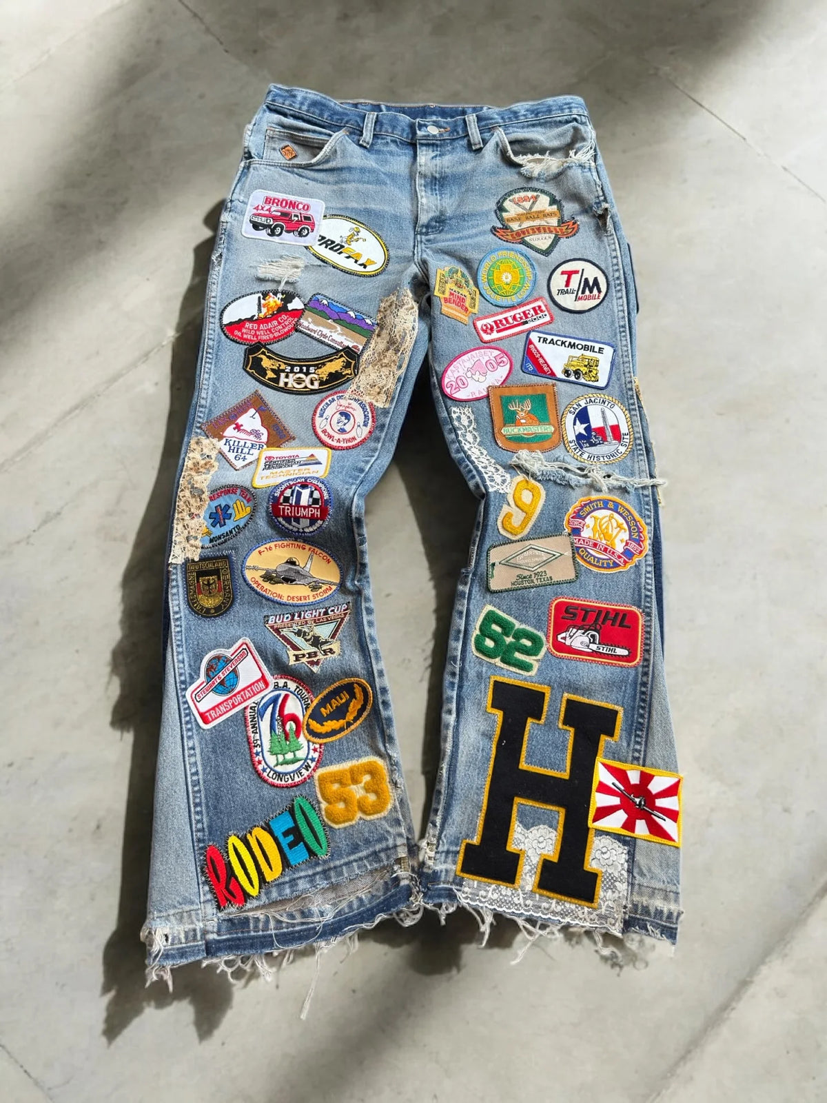 Eclectic Patchwork Badge Denim Jeans