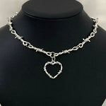 Barbed Wire Heart Pendant Necklace