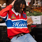 Haiti Heritage Embroidered Long Sleeve Vintage Rugby Polo
