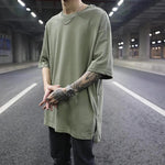Oversized Drop Shoulder Side Slit Tee