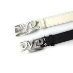 Retro DVD Logo Buckle PU Leather Belt