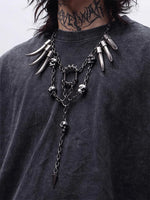 Gothic Fang & Skull Chain Statement Necklace