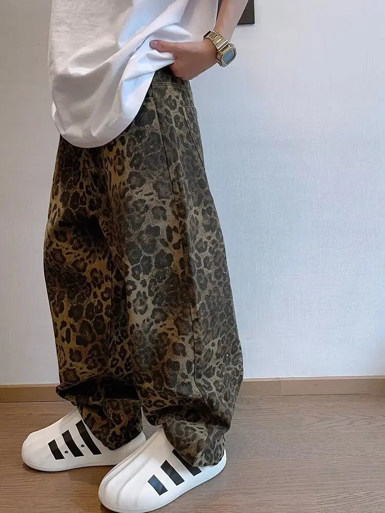 Leopard Print Denim Jeans