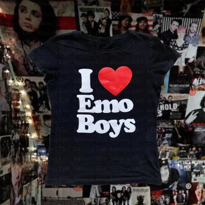 I Love Emo Boys Cropped Tee