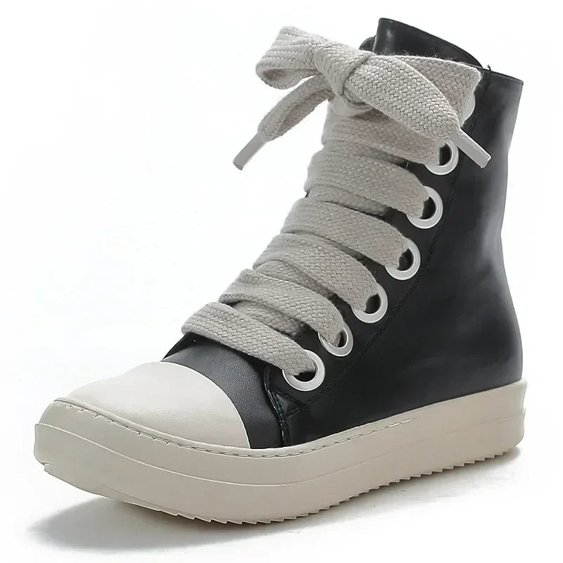 High-Top Lace-Up Zipper Sneakers