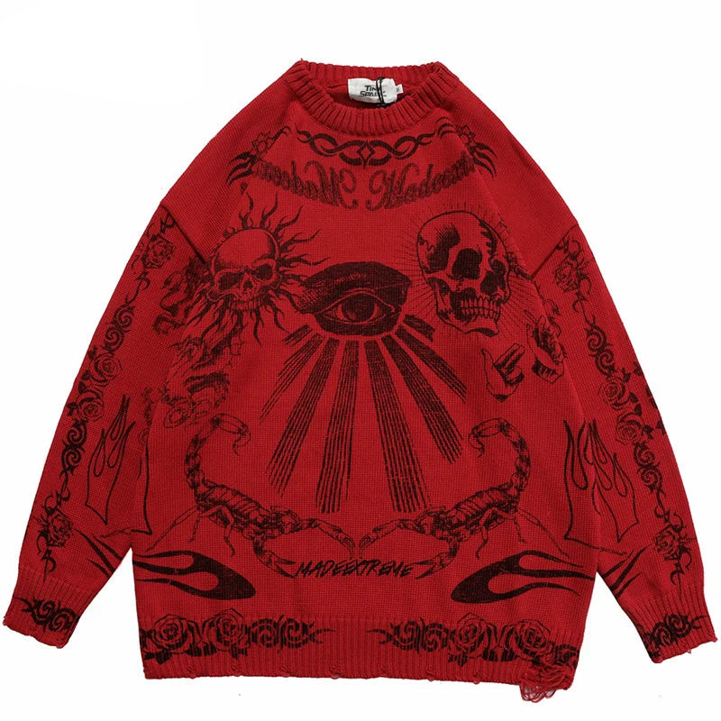 Mystic Vision Skull Knit Streetwear Sweater