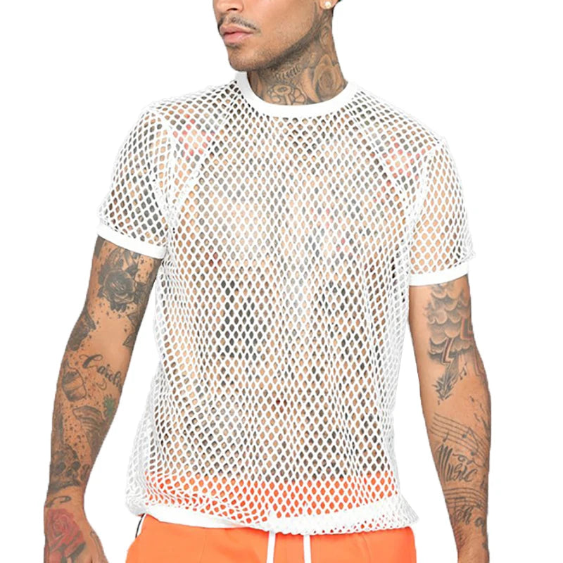 Fishnet Mesh Short Sleeve Shirt