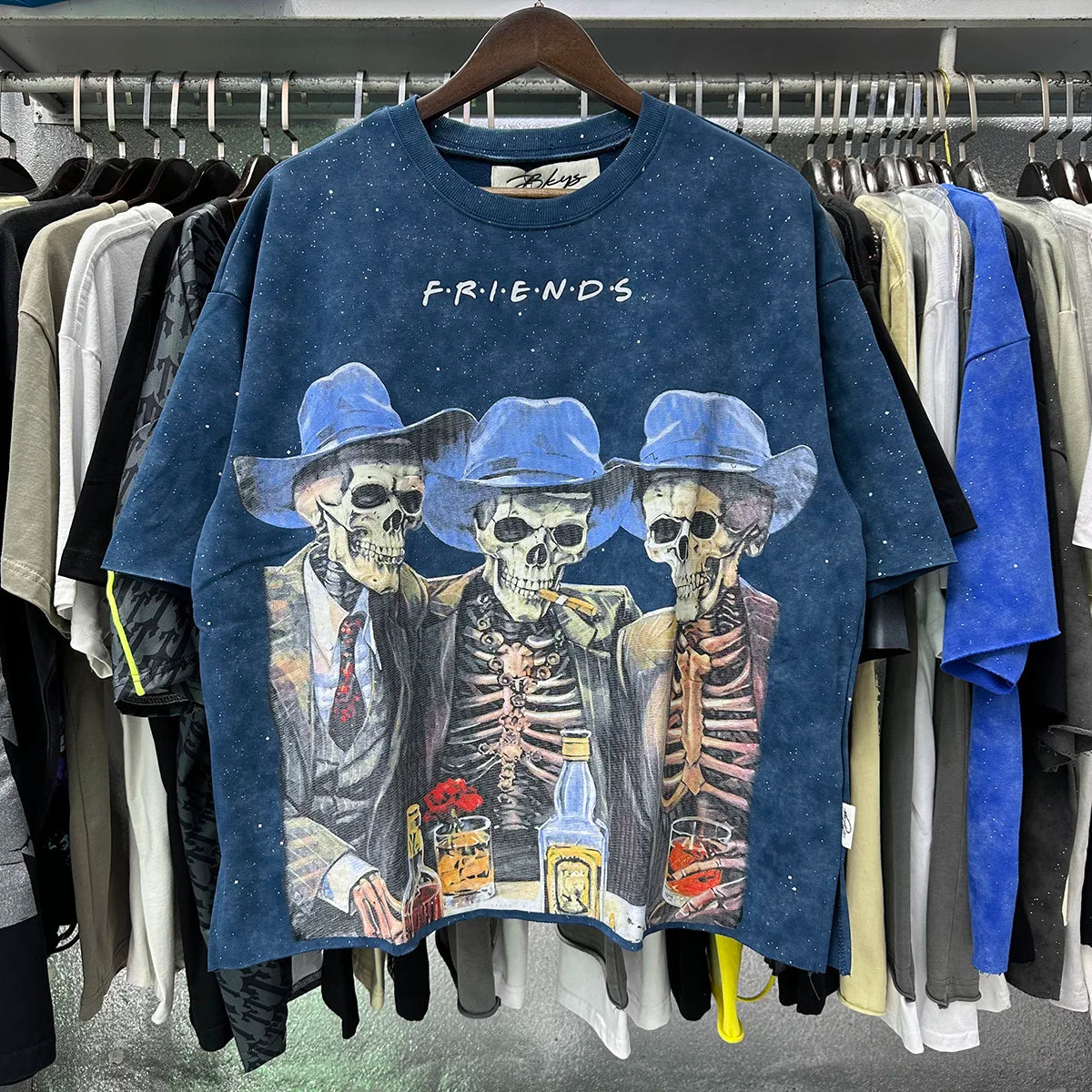 Friends Skeleton Cowboy Vintage Washed Graphic Boxy Tee