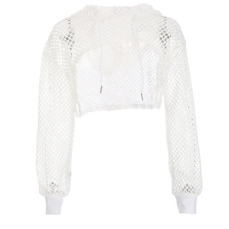 Fishnet Crop Hoodie