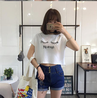 Goodnight Lashes Cropped Tee - AESTHEDEX