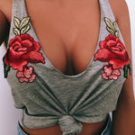 Sexy Rose Embroidery Tank Top - AESTHEDEX
