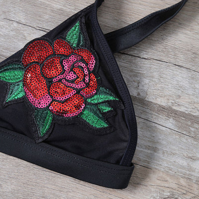 Embroidery Rose Bikini Set - AESTHEDEX