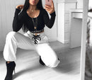 White Lace Up Trousers - AESTHEDEX