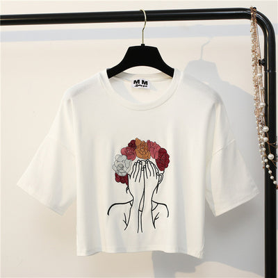 Flower Girl Cropped Tee - AESTHEDEX