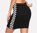 Side Checkerboard Skirt - AESTHEDEX