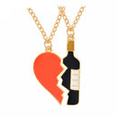 Heart and Wine Pendant 2 Piece Necklace - AESTHEDEX