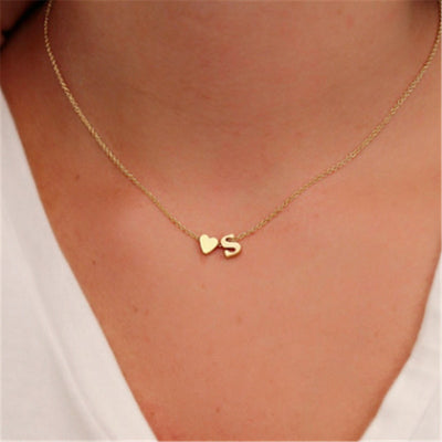 Heart Initial Letter Necklace - AESTHEDEX