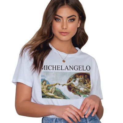 Michelangelo's 'Creation of Adam' T-Shirt - AESTHEDEX