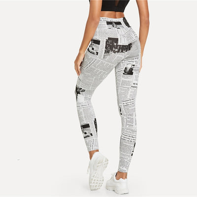 Newspaper Leggings - AESTHEDEX