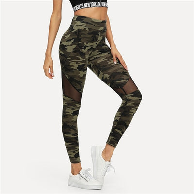 Camo Mesh Leggings - AESTHEDEX