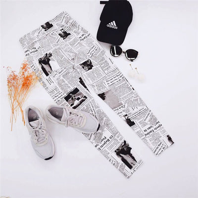 Newspaper Leggings - AESTHEDEX