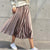 Metallic Pleated Midi Skirt
